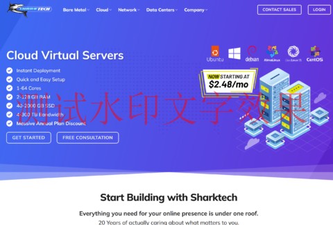 Sharktech：高防VPS年付29.7美元起，1~10Gbps不限流量高防服务器$79/月起，可选洛杉矶/丹佛等5个机房插图